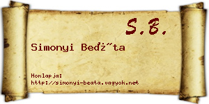 Simonyi Beáta névjegykártya