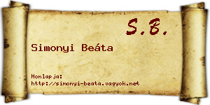Simonyi Beáta névjegykártya